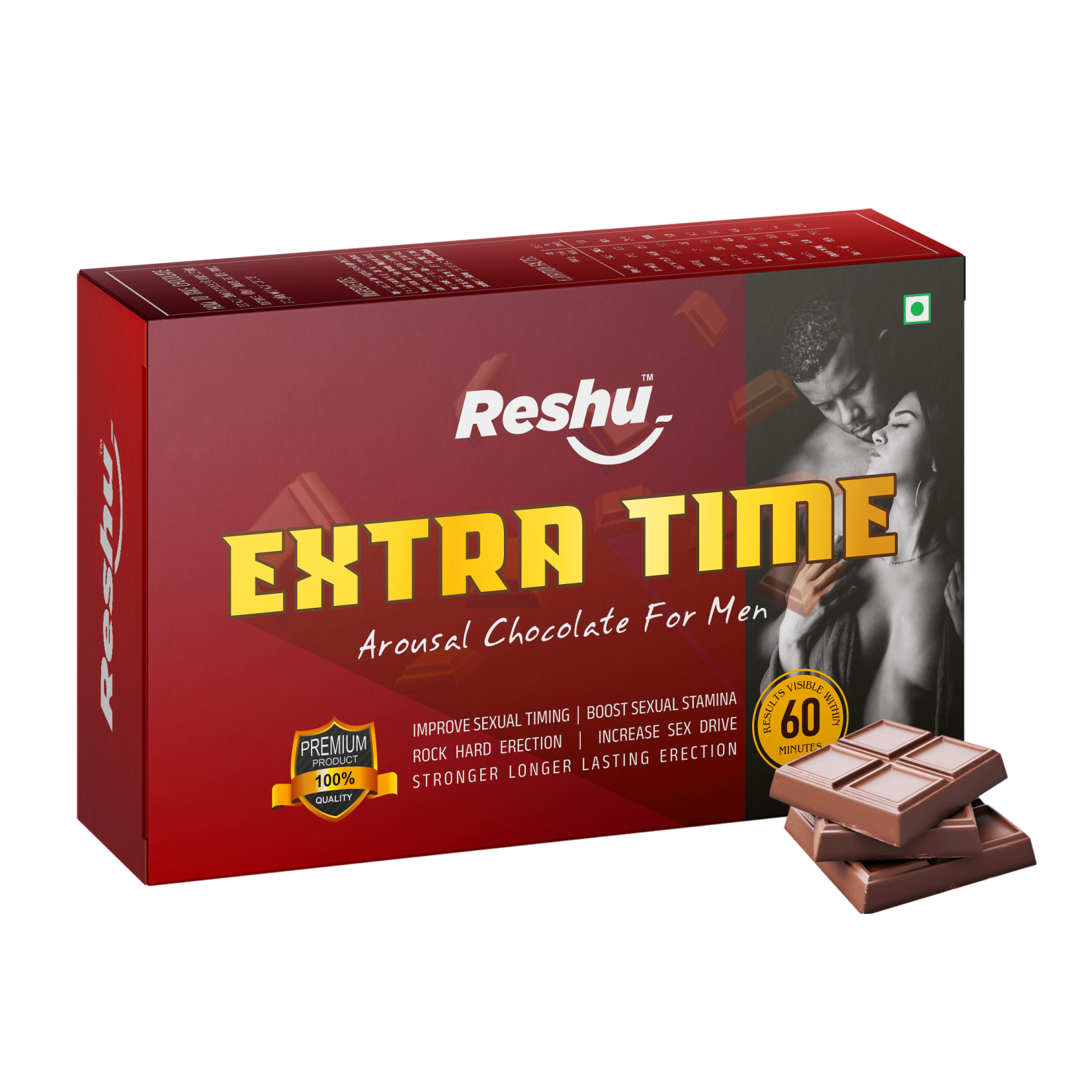 Reshu Extra Time Dark Chocolate (3 pcs) – Boost Stamina & Intimacy for Men