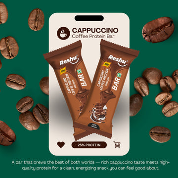 Reshu Cappuccino Coffee Protein Bar (4* 50g) | 25% High Protein Snack