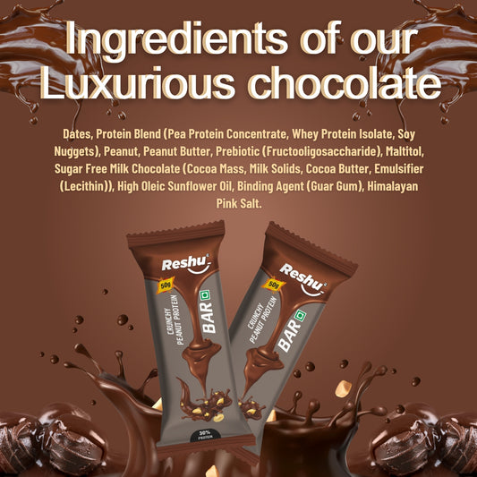 Reshu Crunchy  Protein Bar (4* 50g) – 30% Protein | High Protein Snack