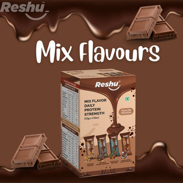 Reshu Protein Bar Mix Falvours Box | Cappuccino, Caramel, Choco Nut, & Peanut (4 x 50g)