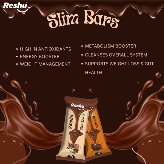 Reshu Slim Bar (30 *  75gm) – (Vannila And Choco Orange Flavours)Flat Tummies for Smart Weight Control & Management